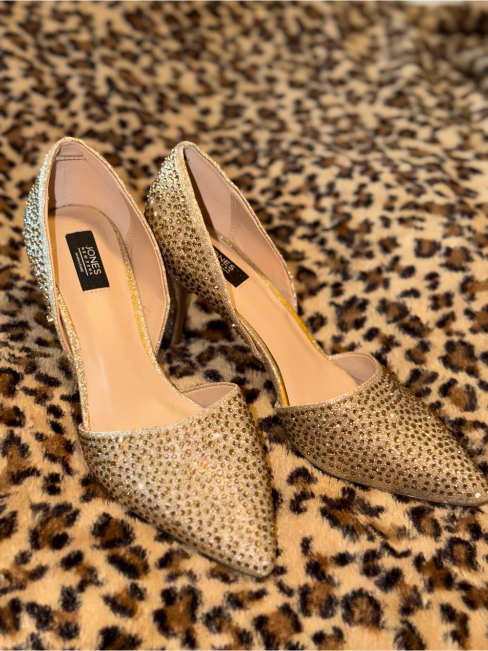 Jones New York Gold Crystal Pointed-Toe D'Orsay Heels